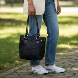 KOKO Black Hobo Bag Large‎ Double Handle Purse Silver Lining Classic Normcore